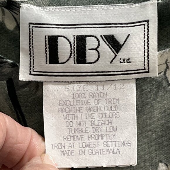 Vintage DBY Dress Womens 11/12 Green Floral Babydoll Maxi Lace Up Back Y2K 90s - Picture 3 of 9